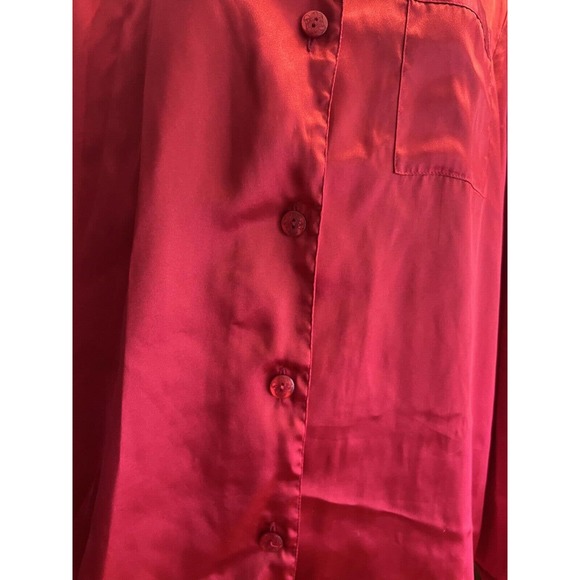 Vintage Lord And Taylor Womens Red Satin Sleep Shirt Sz Small Loose Fit Oversize - Picture 4 of 12